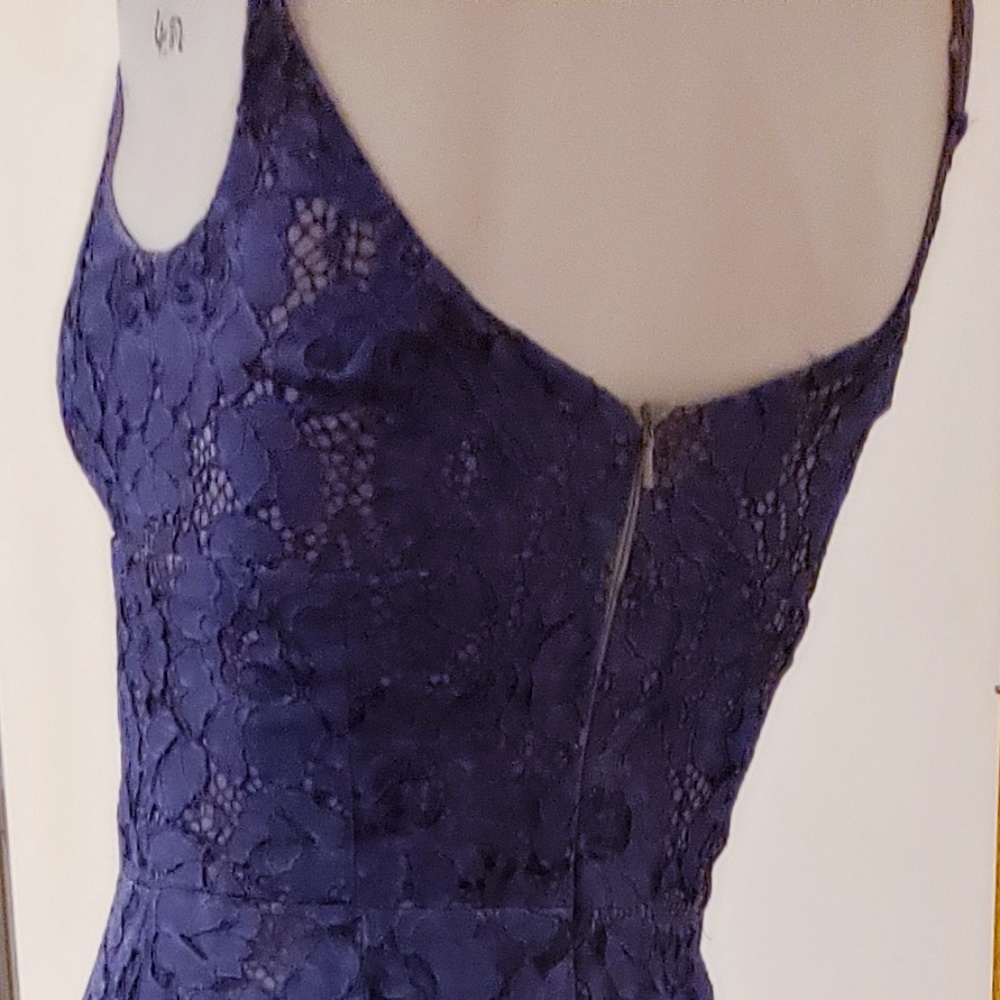 Periwinkle Blue Chantilly Lace Long Dress - Picture 3 of 3